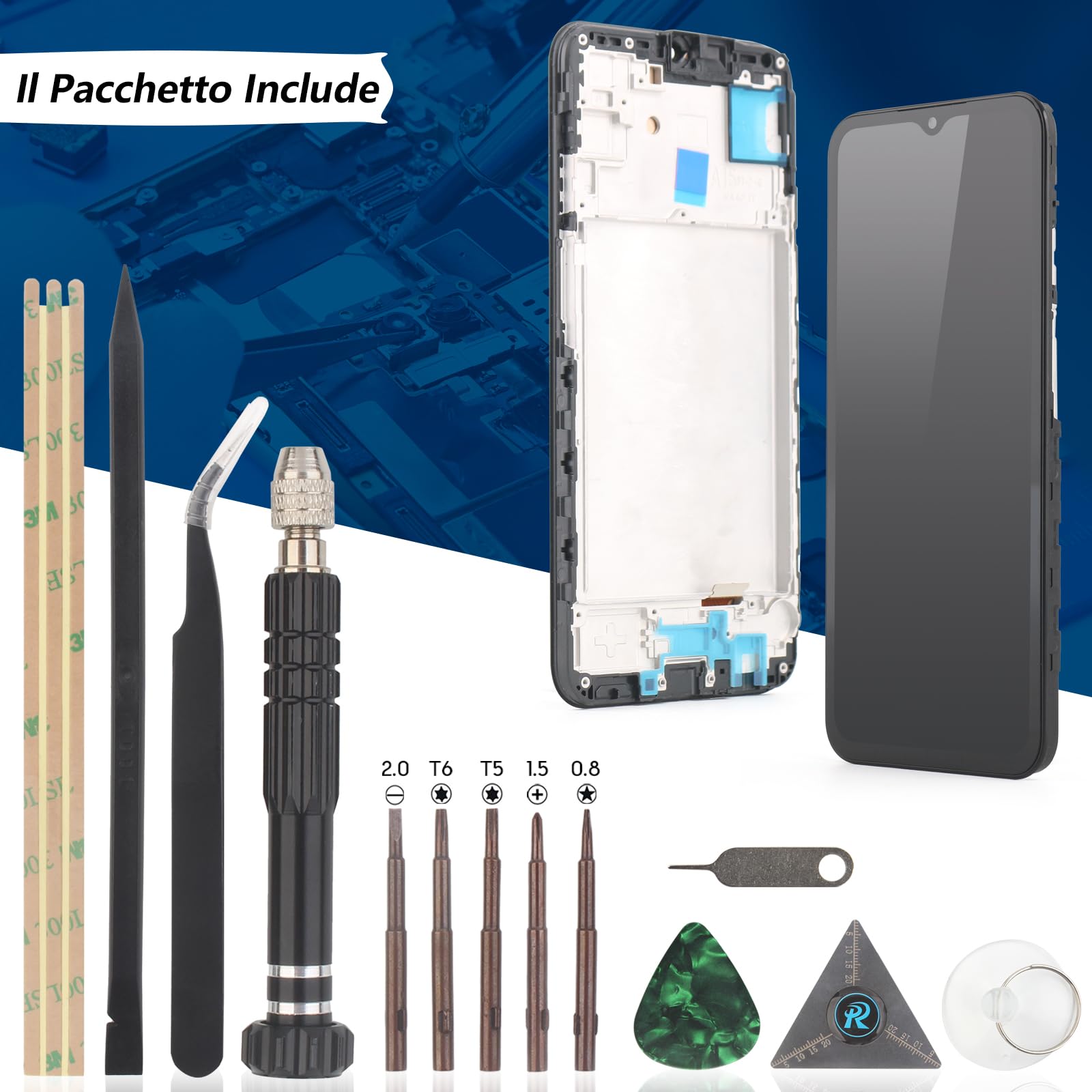 RongZy Schermo LCD per Samsung Galaxy A15 4G A155F Display Sostituzione per Samsung Galaxy A15 5G A156B Digitizer Assembly Vetro di Ricambio Touch Screen con Strumenti(6.5", Nero con Cornice)