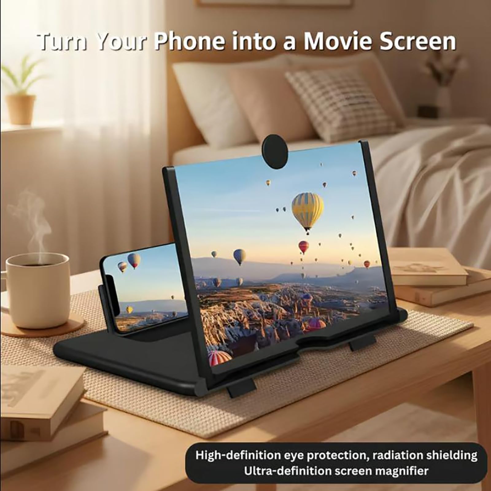 Lente di ingrandimento per schermo, schermo per proiettore per cellulare, amplificatore di ingrandimento HD estraibile, supporto pieghevole per qualsiasi smartphone (bianco, 30,5 x 2)