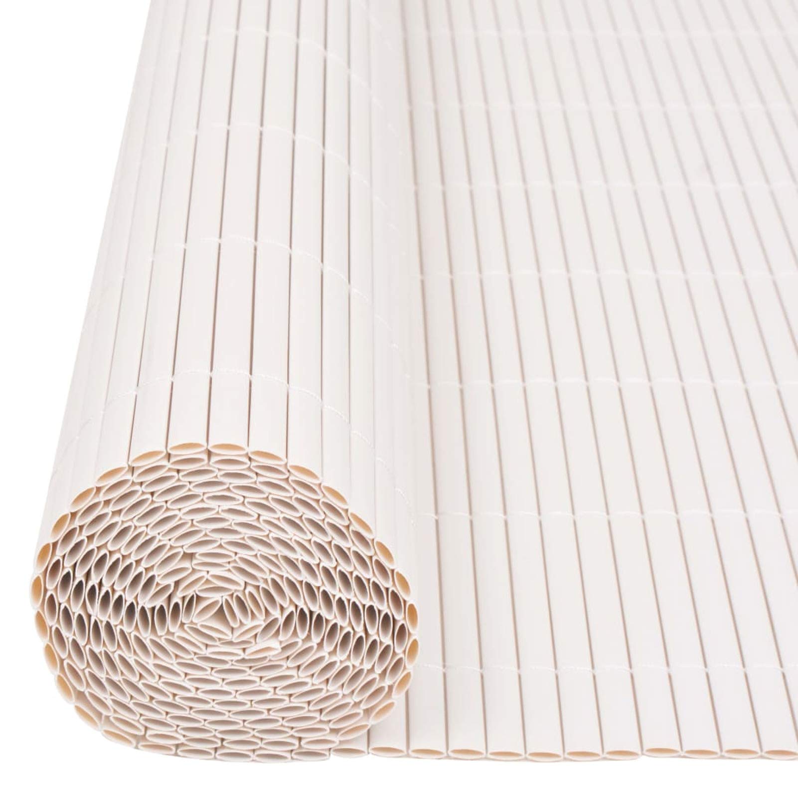 Valla de jardín de doble cara, 90 x 500 cm, color blanco - Cañizo para valla de balcón
