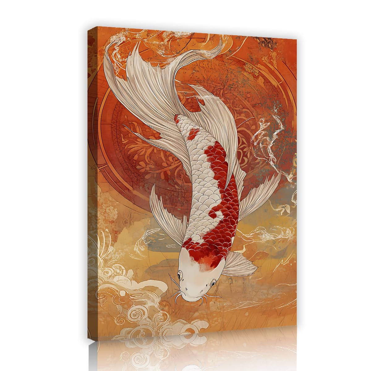 Via Vela Butterfly Koi Fish Canvas Wall Art Japanese Ukiyo E Style Poster Oriental Pop Art Print Asian Decor for Living Room Bedroom Dorm 70x110cm