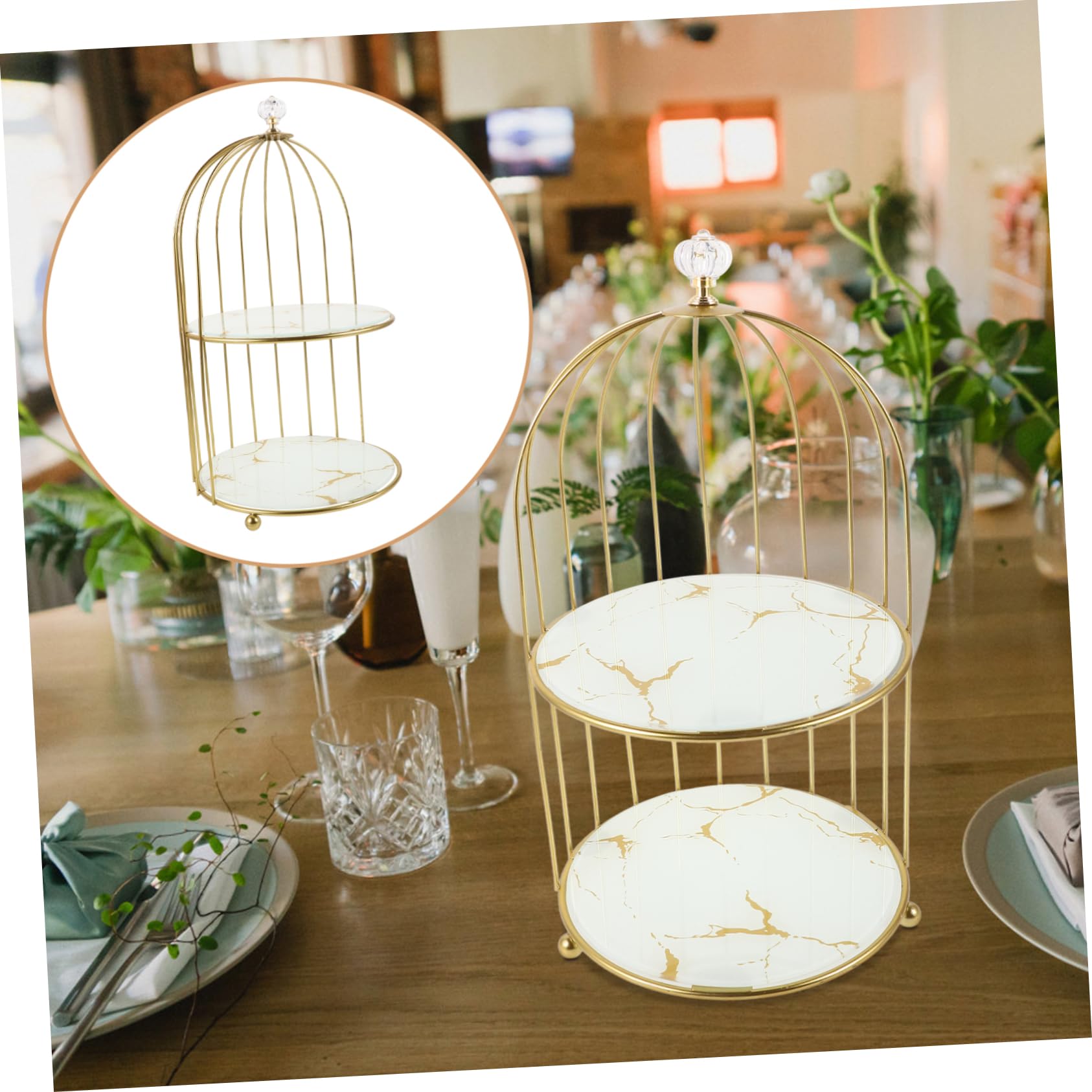 Soporte Para Pastel Forma De Jaula De Pájaros Bandeja Para Servir Expositor De Joyas Para Maquillaje Aperitivos Postres Fiestas De Bodas y Ensaladas De Frutas