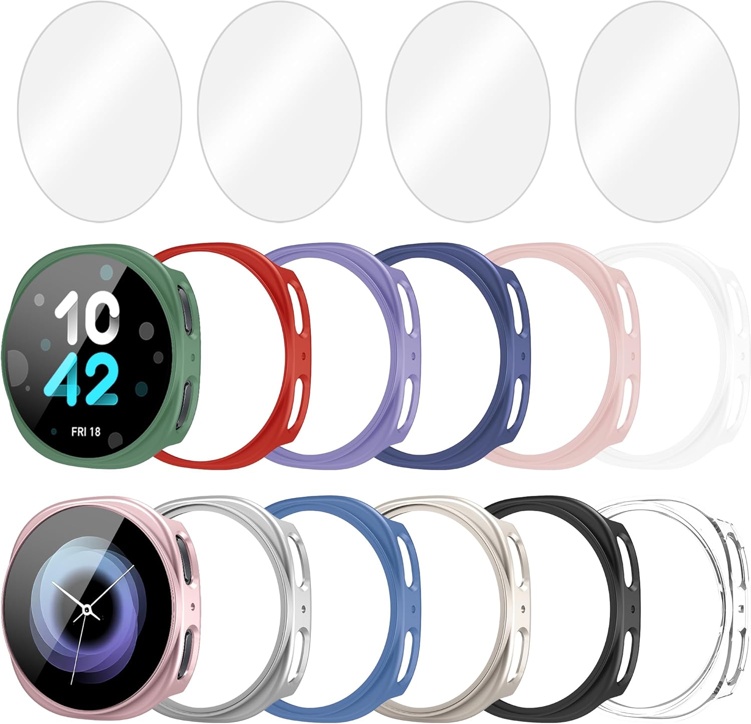 12+4 Pack Case for Samsung Galaxy Watch 8 40mm with Tempered Glass Screen Protector, Waterproof Hard PC Scratch Resistant Protective Cover Compatible with Galaxy Watch 8 40mm Watch 8-40mm