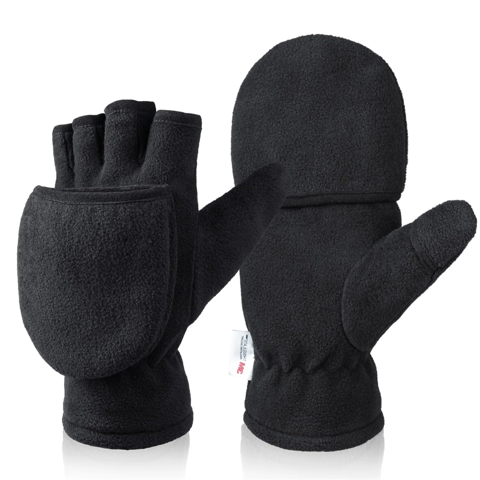 Ski Glove Winter Gloves Fingerless Convertible Mittens Thermal Polar Fleece Insulated Lining Windproof Warm for Men Women Coldproof Ski Gloves(XL)