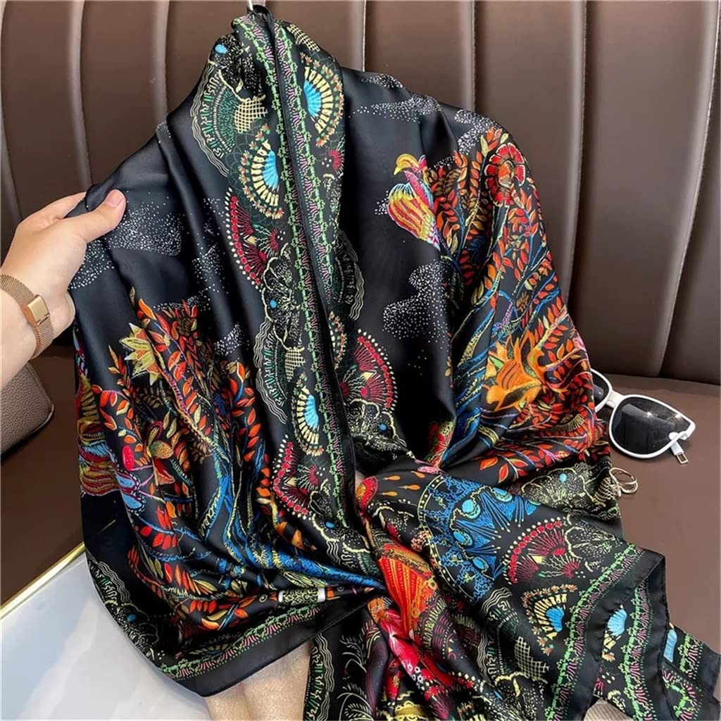 RWRAPS Bufanda de Seda para Mujer con Estampado Hijab, chales y Abrigos, Estola de Playa, pañuelo para el Cuello, Diadema Femenina (Color: A, tamaño: 35.4 x 70.9 in) (A 35.4 x 70.9 in)