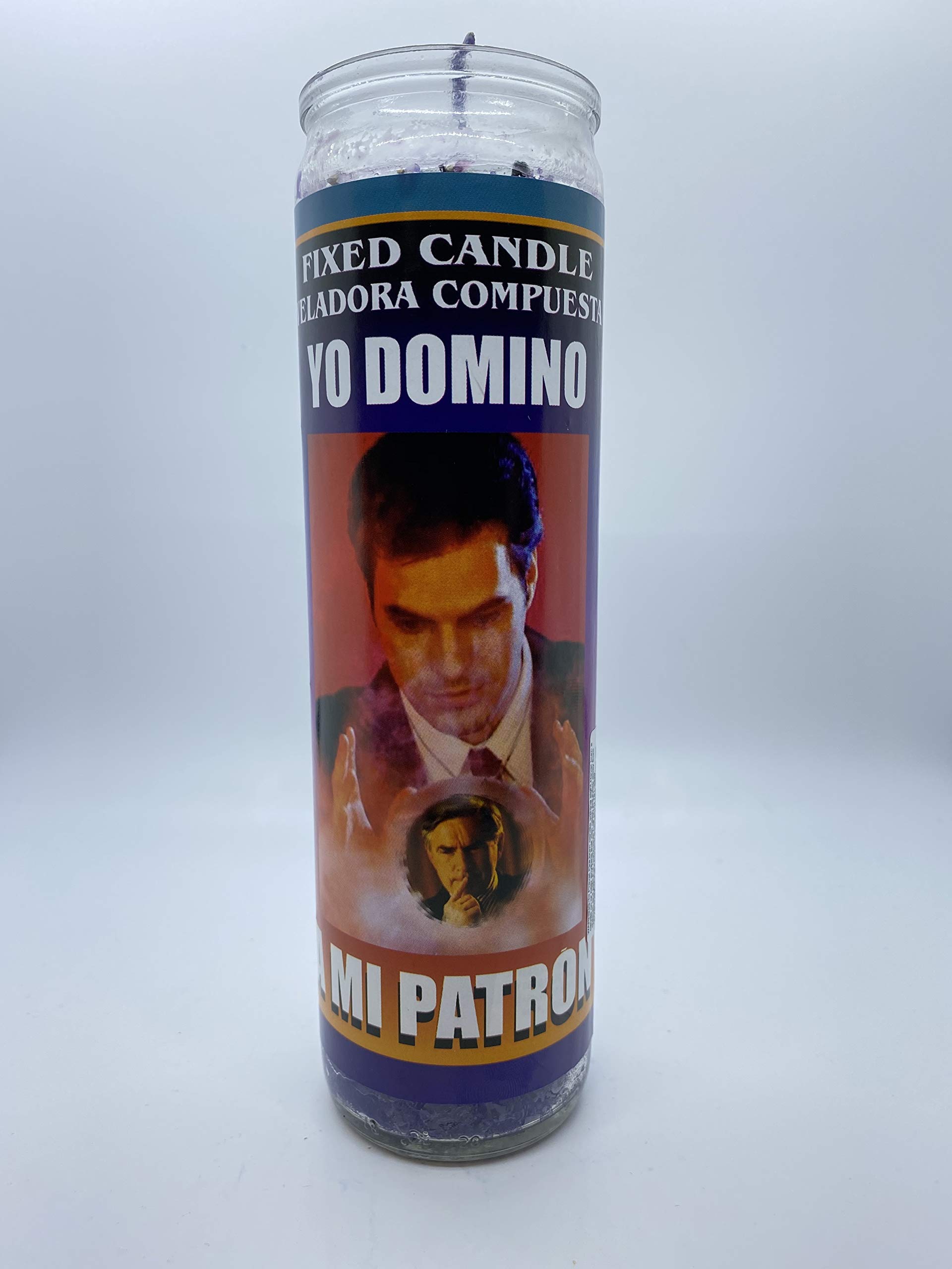 Yo Domino a Mi Patron Fixed Candle - Glass Candle with Bow - Red - Modern - Religion