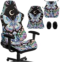 Vista 20 de Funda para silla de jugador de hongos, funda para silla de computadora, 4 piezas, con cremallera, con reposabrazos, para estudio en casa, helechos