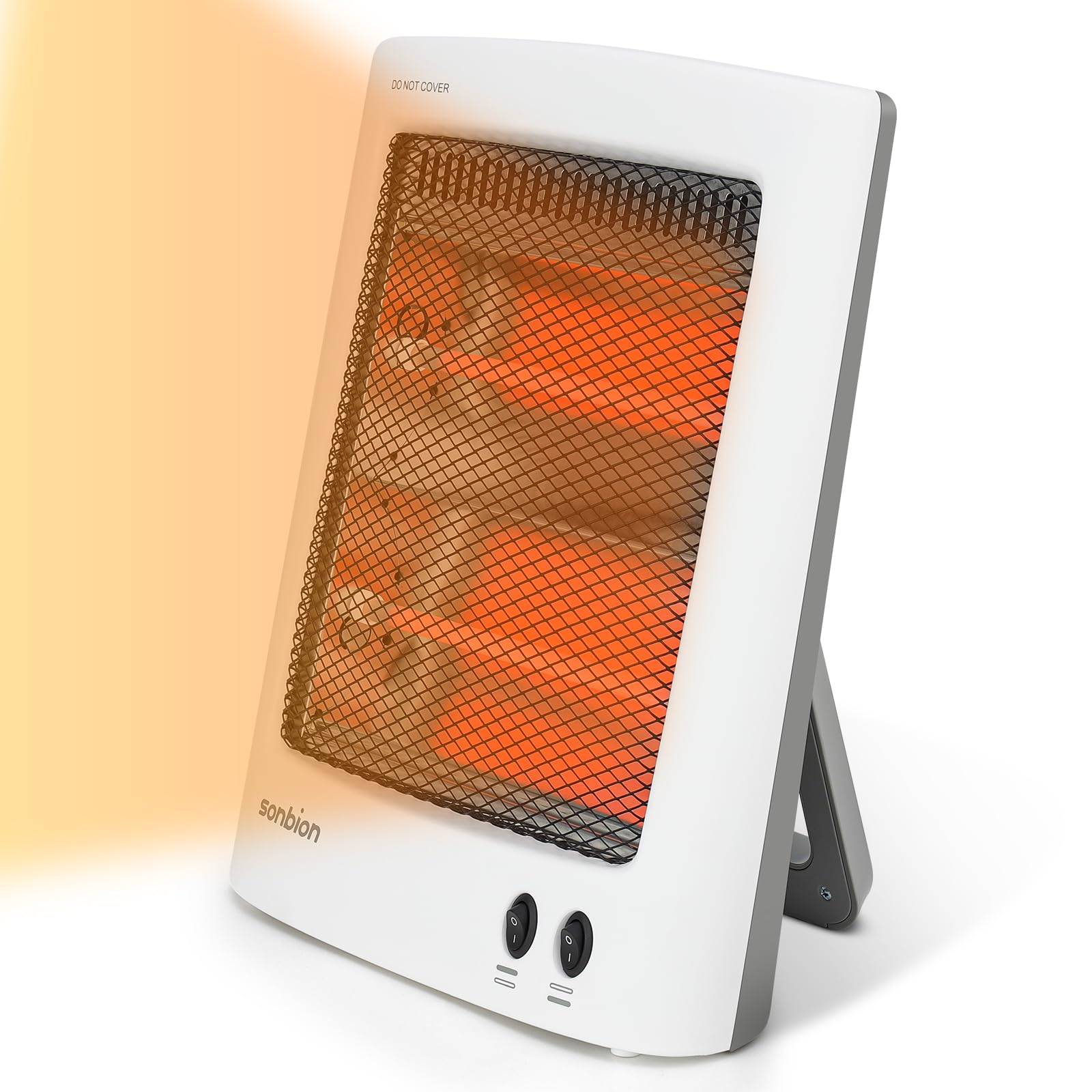 Infrared Heater, Halogen Heaters for Home Low Energy, Quartz Radiant Electric Heaters for Home Office Bedroom Living Room Garage, Overheat and Tip Over Protection, 800W with 2 Heat Settings