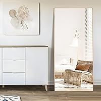 Vista 9 de Espejo de longitud completa de 65 x 24 pulgadas, espejo dorado de cuerpo completo, espejos colgantes rectangulares de pie con marco de aluminio