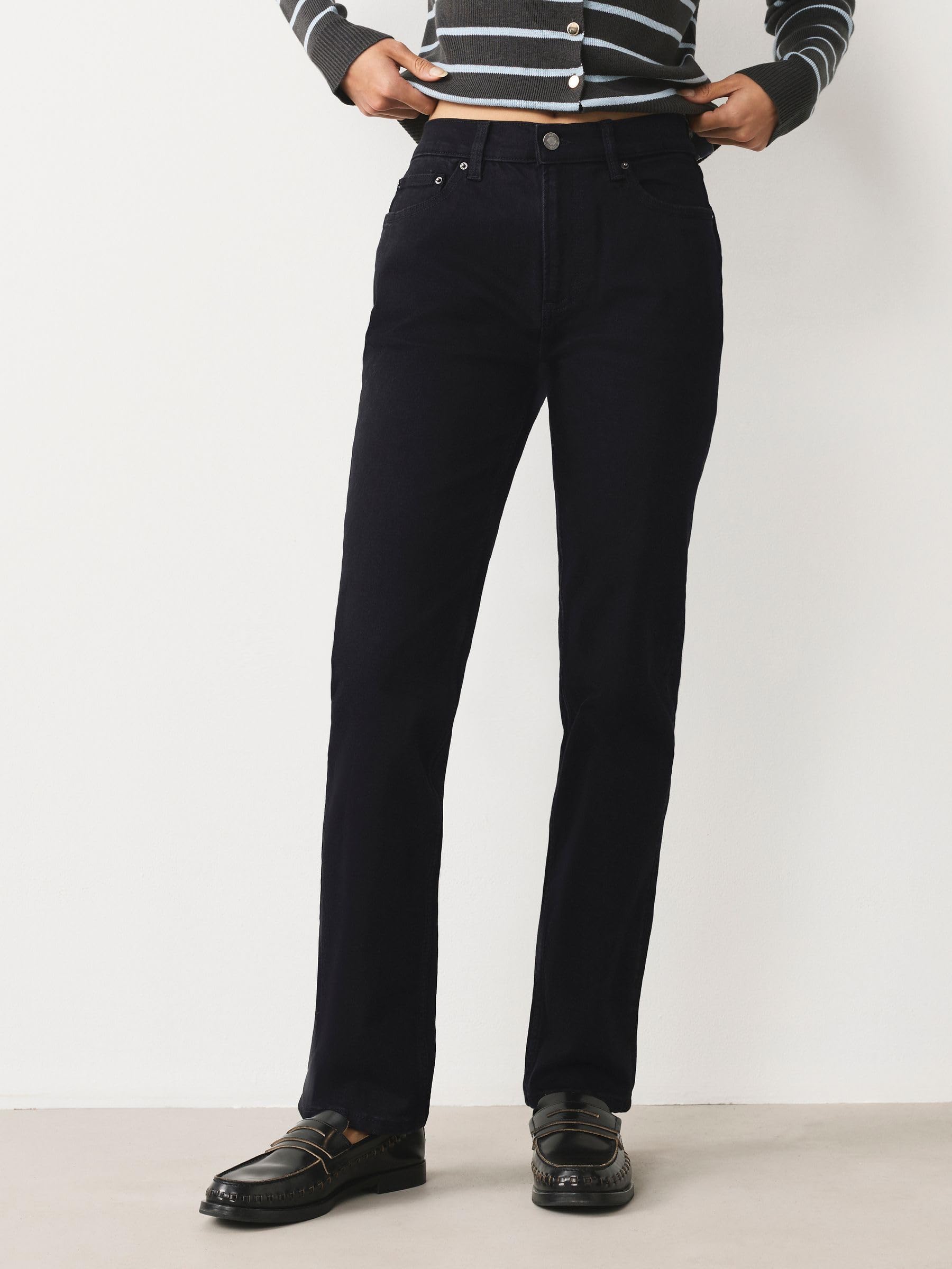 NEXT Femme Jeans Stretch Slim à Taille mi-Haute | Coupe standard, Fermeture boutonnée, Jambe droite