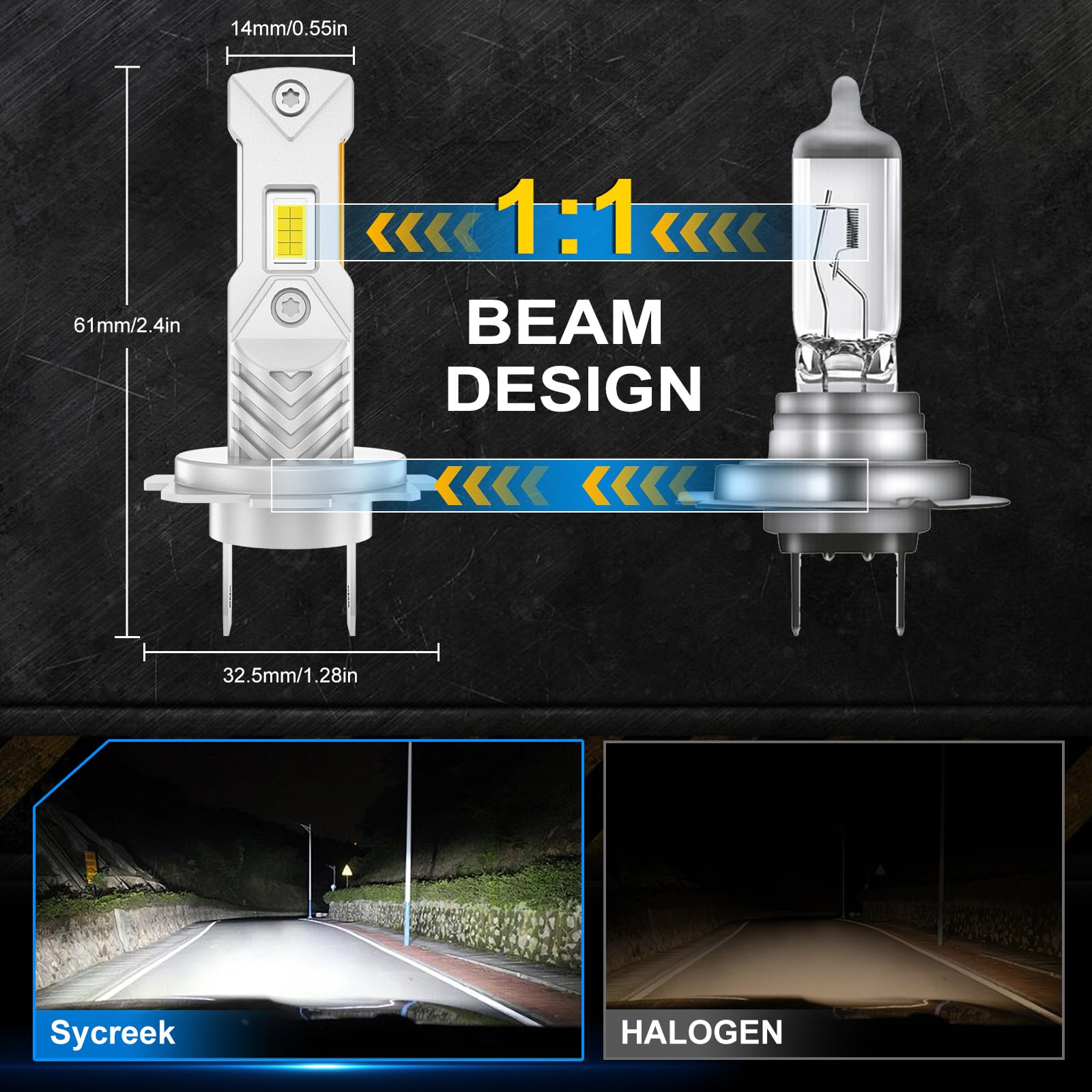 Sycreek Lampadine H7 LED 30000LM 6500K Bianco Freddo 12V per Auto e Moto