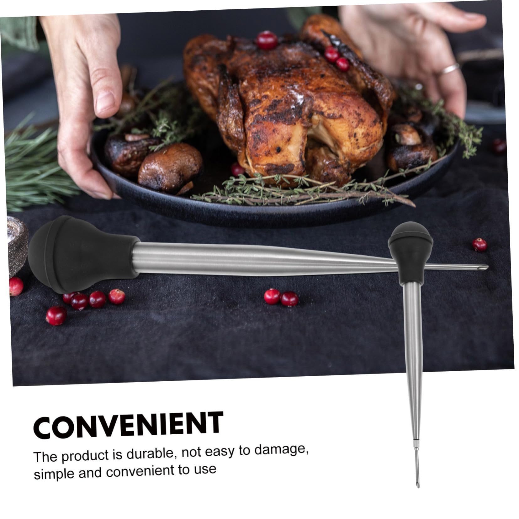 VINTORKY Meat Injectors Set Turkey Baster for Cooking Turkey Barbecue Sauce Injector Kitchen Seasoning Tool Silicone Pump Head