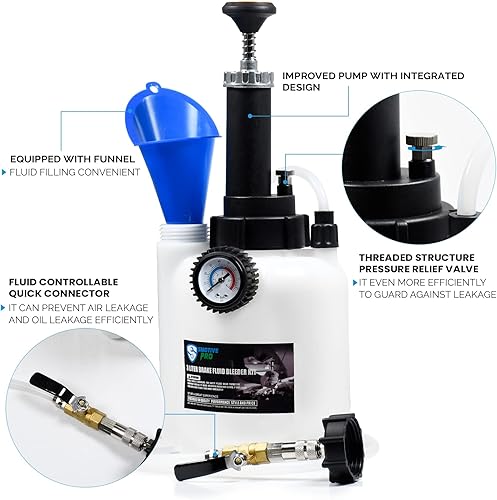 Miniatura 4 de SMOTIVEPRO Bomba de líquido de purga de frenos manual de 3L, kit profesional de purga de frenos de un hombre, adecuado para la mayoría de depósitos