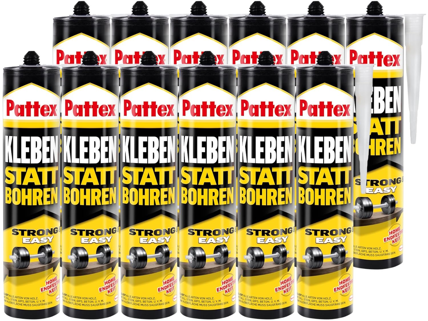 Pattex PKB40 Montagekleber - Kleben statt Bohren - Weiß - 12x400g