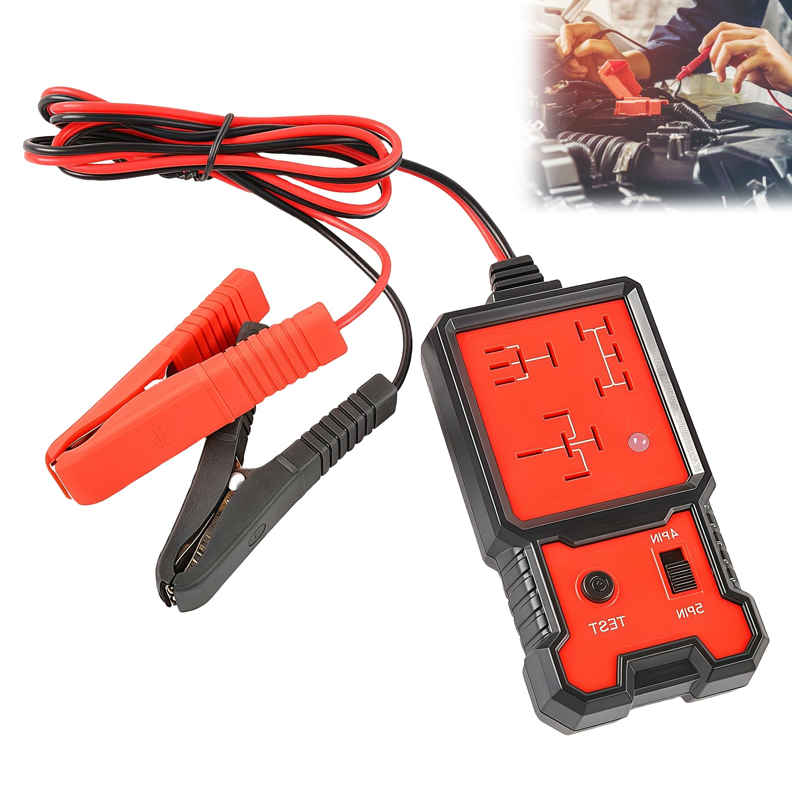 Comprobador de relé de coche de 12 V: probador de relé portátil con clips, dispositivo de diagnóstico profesional, comprobador de batería de coche, relé para barcos, motocicletas, herramientas