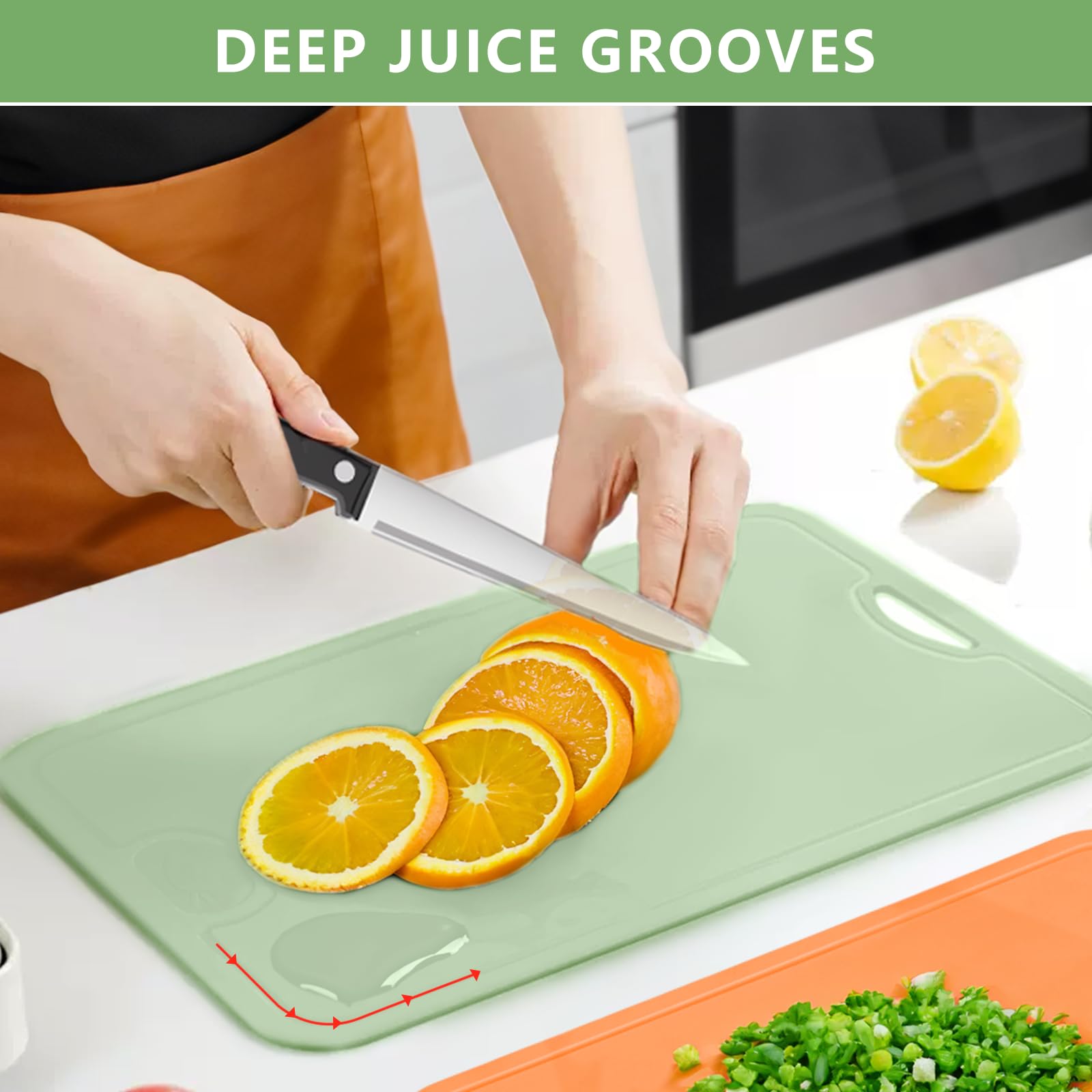 Gintan Planche à Découper Pliable 3 En 1 Avec Passoire - Portable, Lavable, Pour Fruits/Légumes/Camping (Vert+Gris)