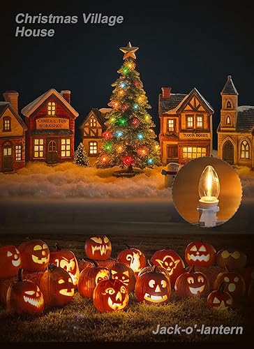 Miniatura 7 de C7 Christmas Village Light Accessory Cord with 5 LEDLight Bulbs, 9Ft Blow Mold Light Indoor String Lights,C7 led Bulb with Spare Fuse for Holiday