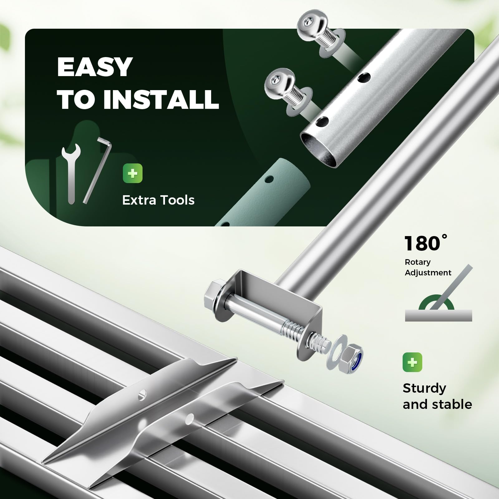 75 x 25 cm rastrillo nivelador de cesped – Base de Acero Inoxidable Completamente Cerrada, Mango Duradero, para el Mantenimiento de césped en Jardines, Campos de Golf, Granjas y Patio