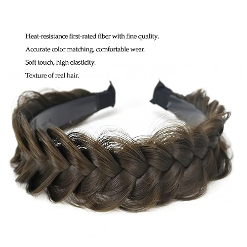 Miniatura 5 de Banda ancha trenzada para el cabello, accesorios para el cabello, banda elástica antideslizante para mujeres y niñas (excremento de vaca azul)