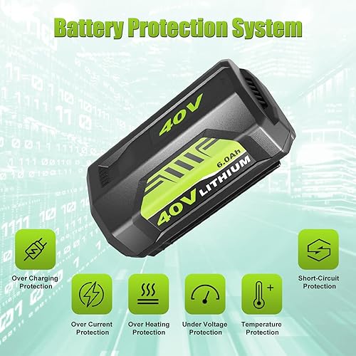 Miniatura 6 de Paquete de 1 repuesto de litio de 6.0Ah 40 voltios para batería OP4026 compatible con batería Ryobi de 40 V OP4050A OP4015 OP40201 OP40261 OP4030