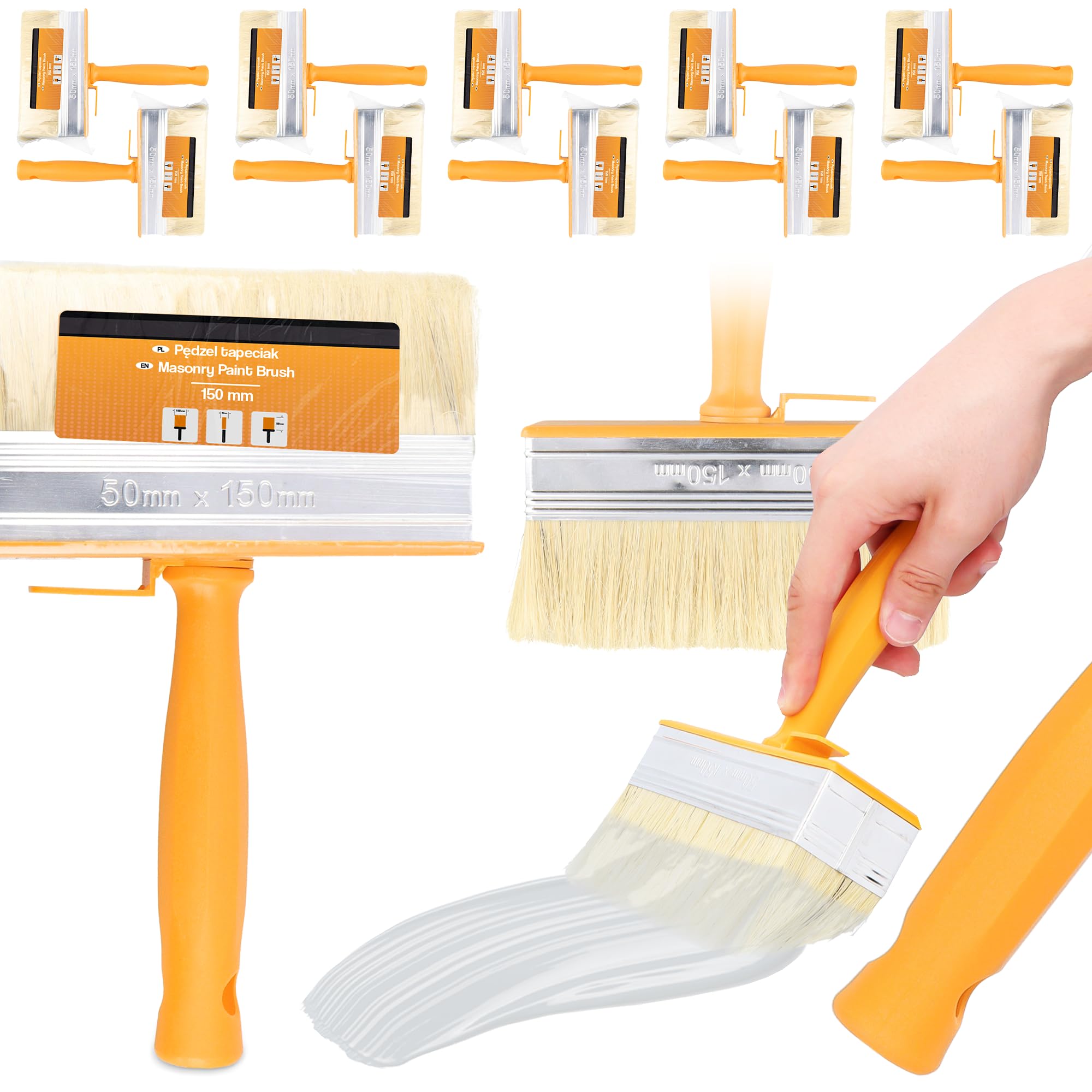 10x Pinceau De Peinture Plate 150 mm | Brosse Pinceau À Enduit Brosse À Laque Pinceau pour Meubles Mur Terrasse Teinture Murale Mobilier Clôture Bois Revêtement
