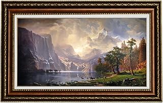 ELITEART-Among the Sierra Nevada Mountains, California (1868), By Albert Bierstadt Oil Painting Reproduction Giclee Wall Art Canvas Prints-Framed Size:24" x 36"
