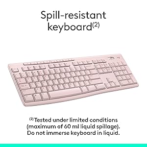 Logitech MK270 Wireless Keyboard and Mouse Combo for Windows, 2.4 GHz, 8 Multimedia Keys, PC, Laptop, Wireless Keyboard Compact Mouse Combo - Rose