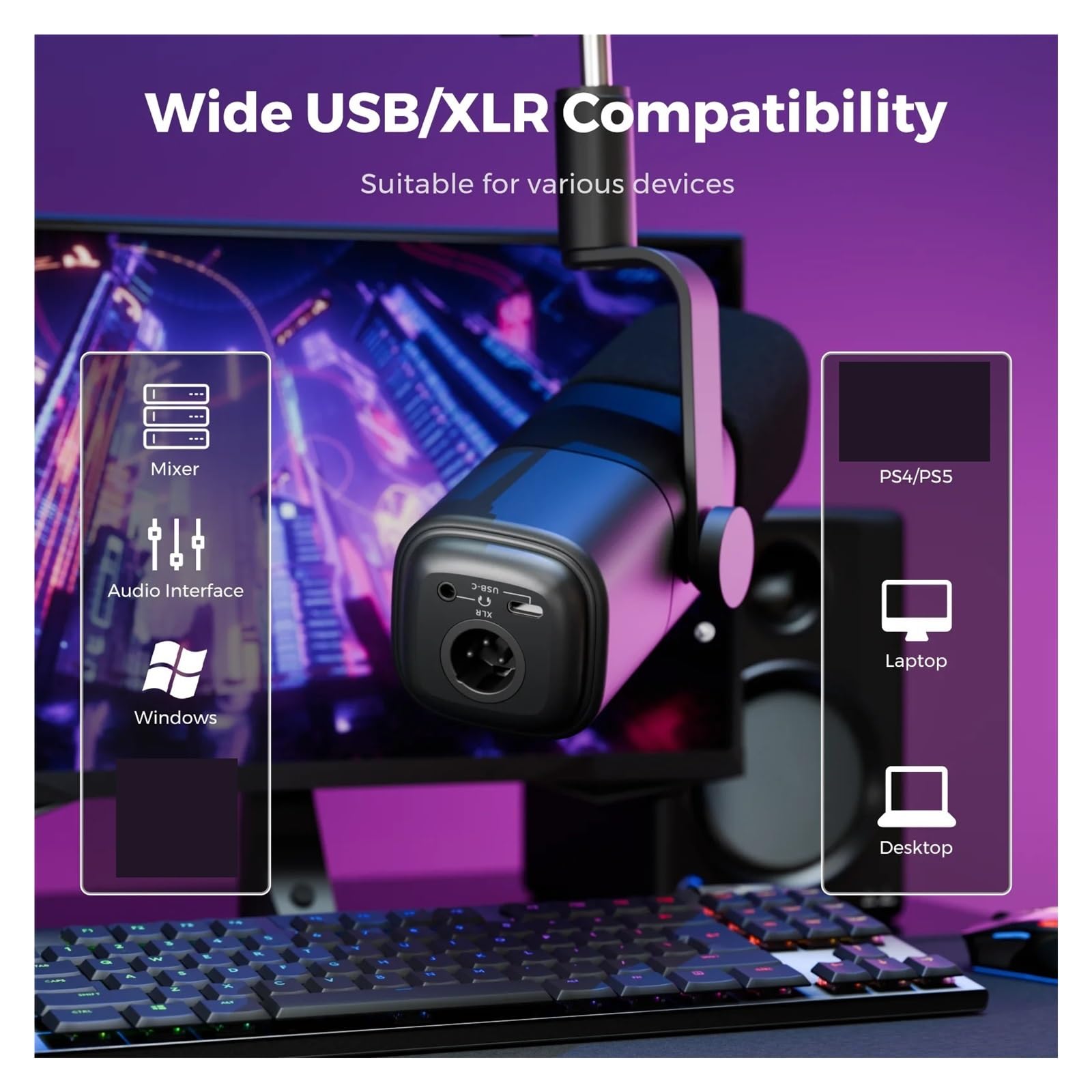 Wysięgnik Mikrofonu Dynamicznego USB XLR Profesjonalny Mikrofon Do Komputera PC Do Gier, Studia, Nagrywania Podcastów, Strumieniowania