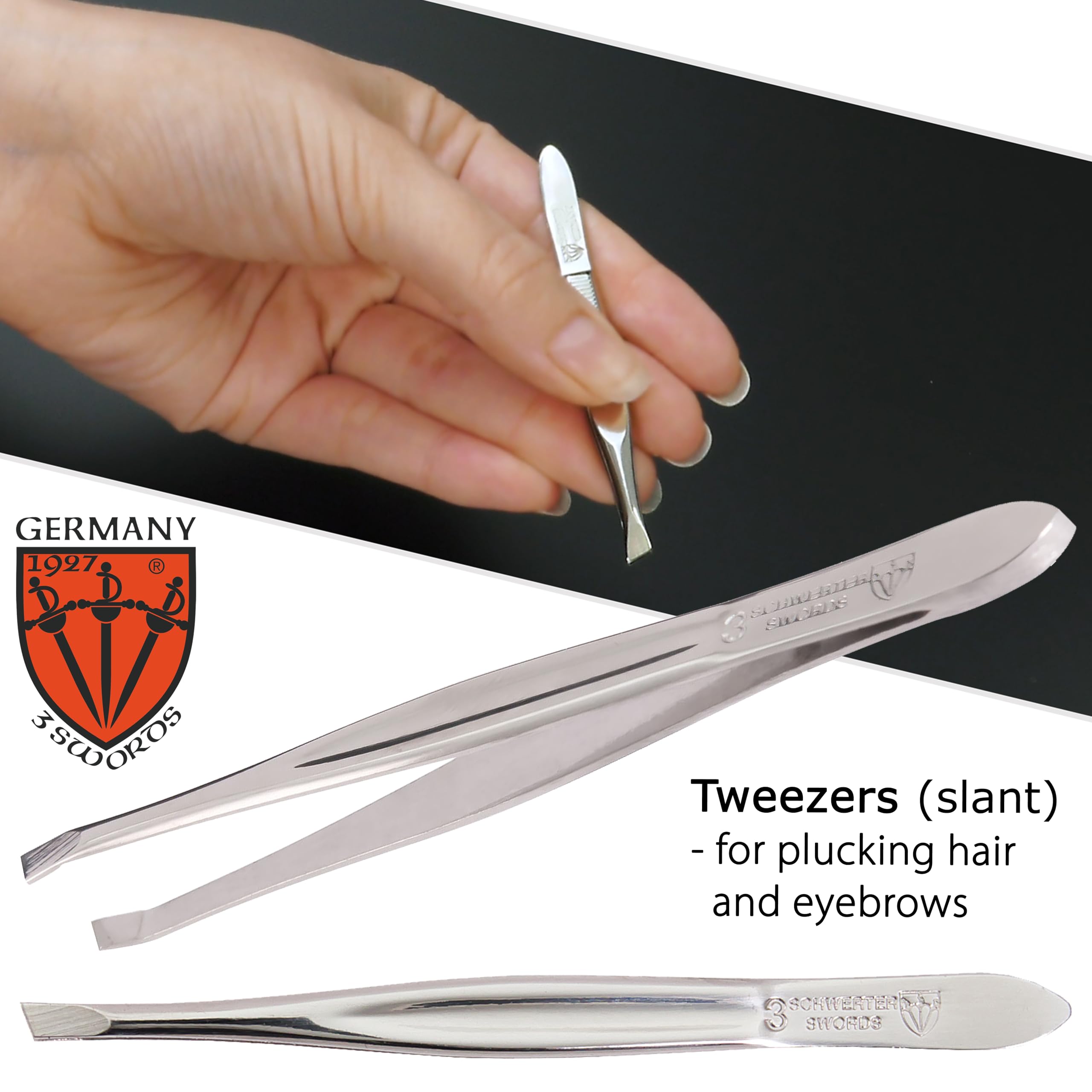 3 Swords Germany, brand quality 3 piece manicure pedicure grooming kit set for nail care with synthetic leather case mint - Image 3
