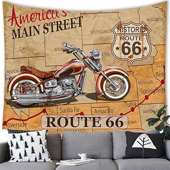 Amazon.co.jp: ND タペストリー 西海岸 ルート66 バイク ツーリング