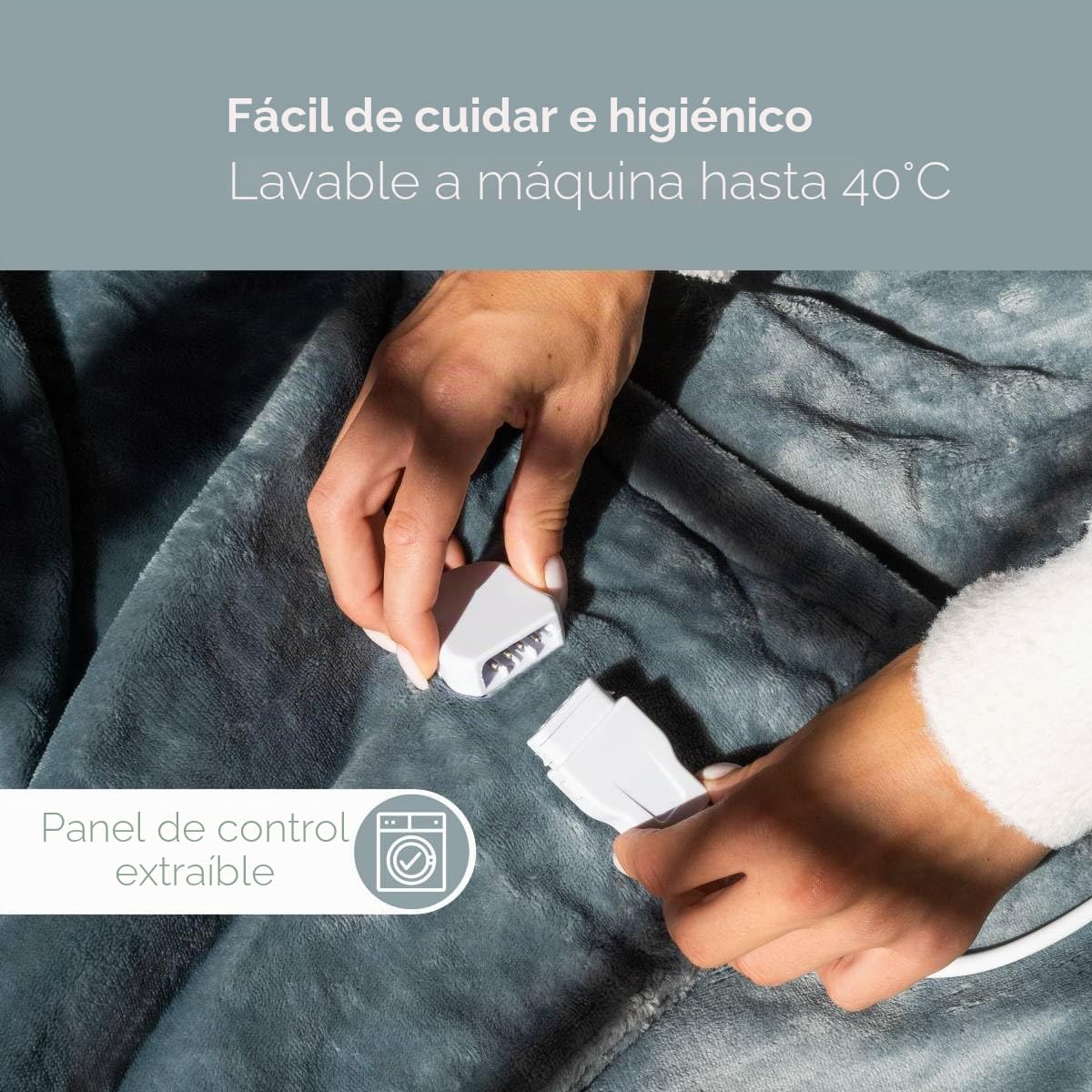 ProfiCare WZD 3061 Manta Eléctrica Grande Térmica, 130 x 180 cm, Mando Pantalla LED, Apagado Automático, 10 Niveles Potencia, Lavable, 180 W (330610)