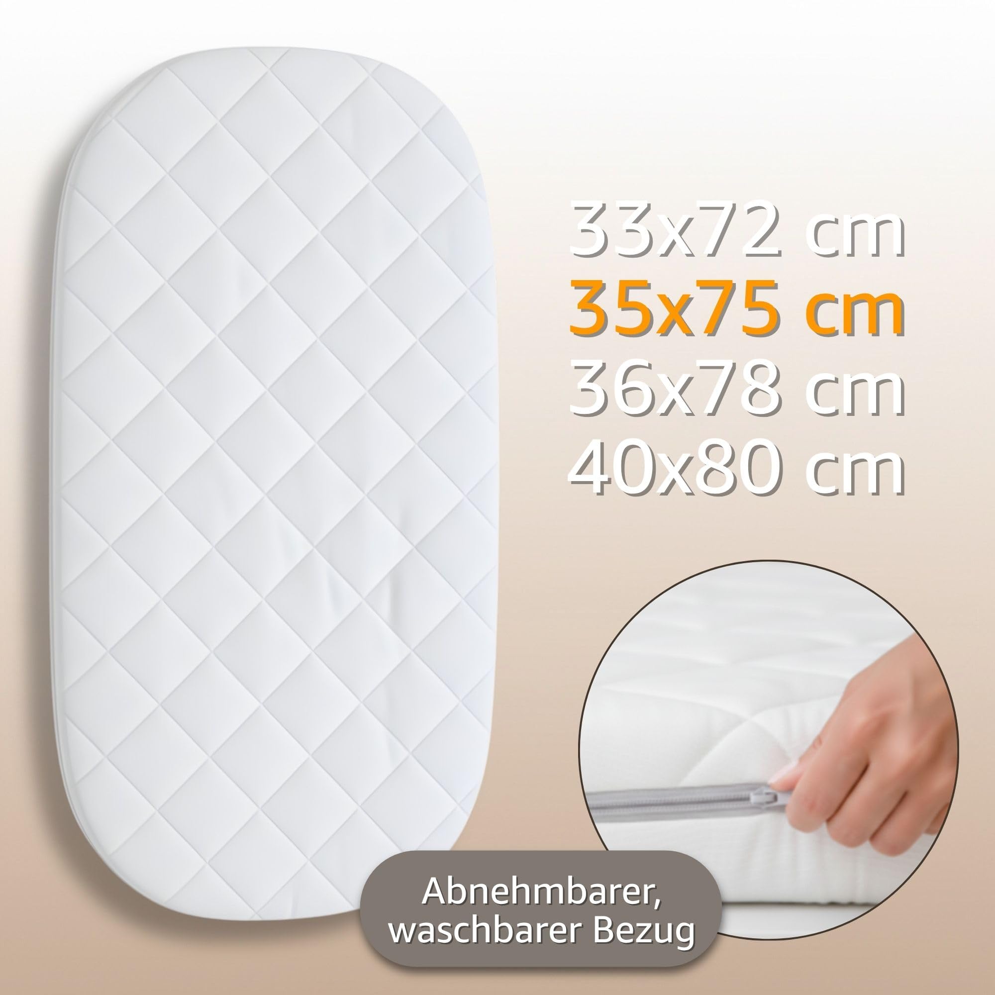 Materasso da culla 35x75 cm - materassino bambini per navicella carrozzina passeggino e lettino neonato 35 x 75 Baby materassi antisudore Oeko-Tex