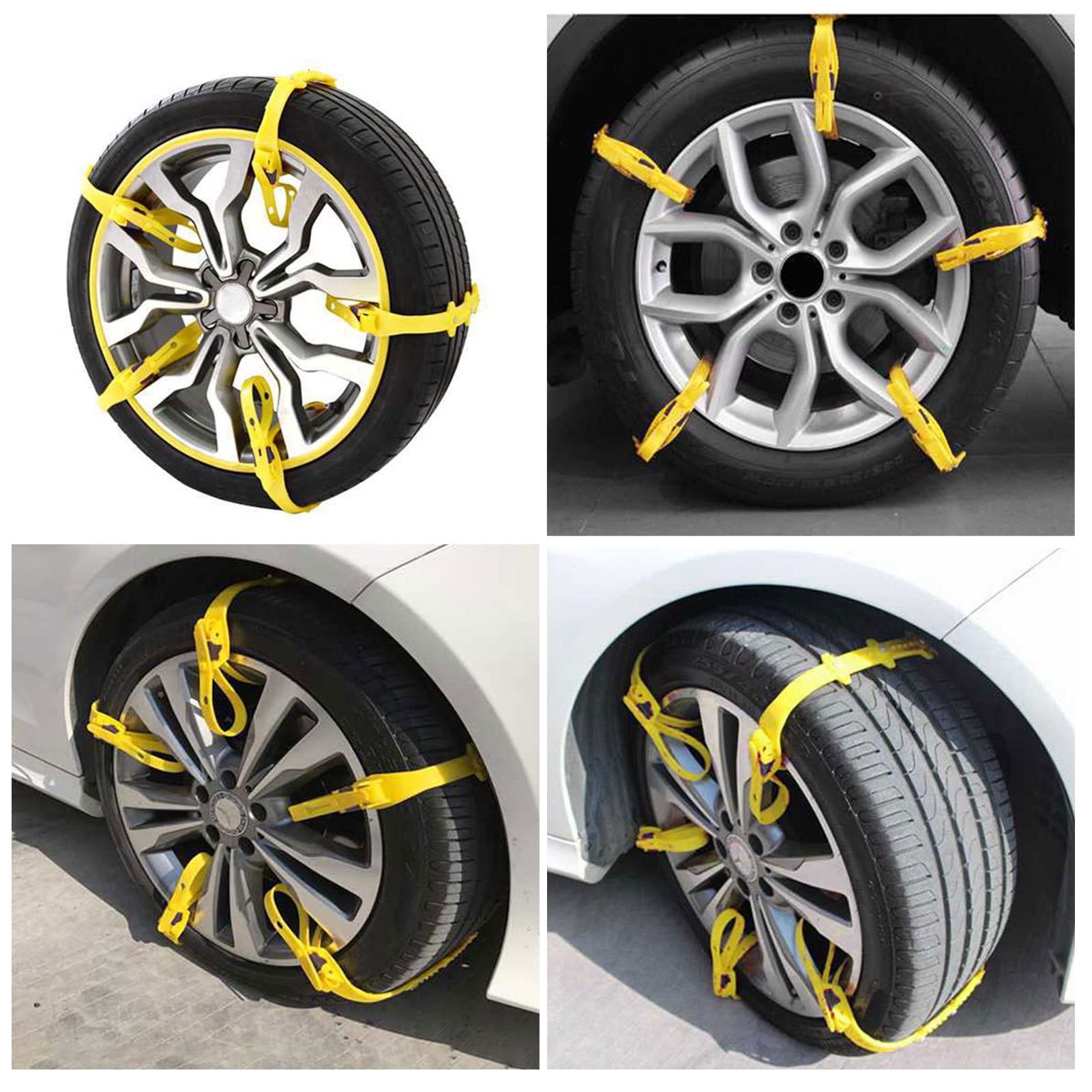 Cadenas de neumáticos para Coches - 10 Cadenas de Rueda para neumáticos de | Coche,Cadena de neumáticos Ajustable Antideslizante de Emergencia para Camiones Pesados Sedan, Hielo de Barro