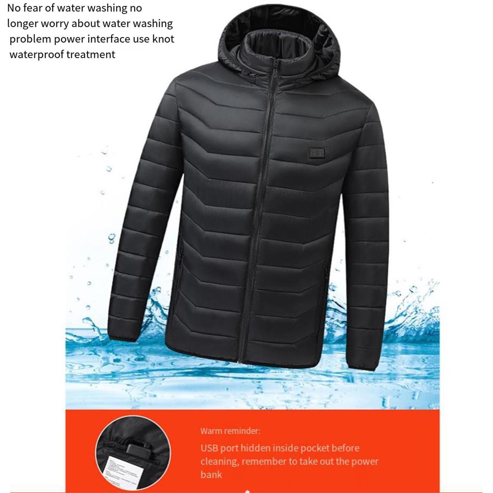 Beheizbare Jacke Damen Herren Heizjacke mit 8/11/17/25/26 Heizzone Beheizte Jacken Leichte Steppjacke Mit Kapuze Unisex Winterjacke USB Intelligent Wasserdicht Daunenjacke Thermo Übergangsjacke