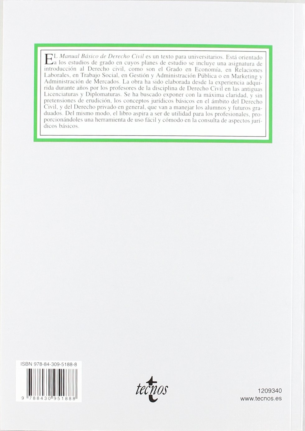 Manual básico de Derecho Civil: (Adaptado a los nuevos Estudios de Grado) (Derecho - Biblioteca Universitaria De Editorial Tecnos)