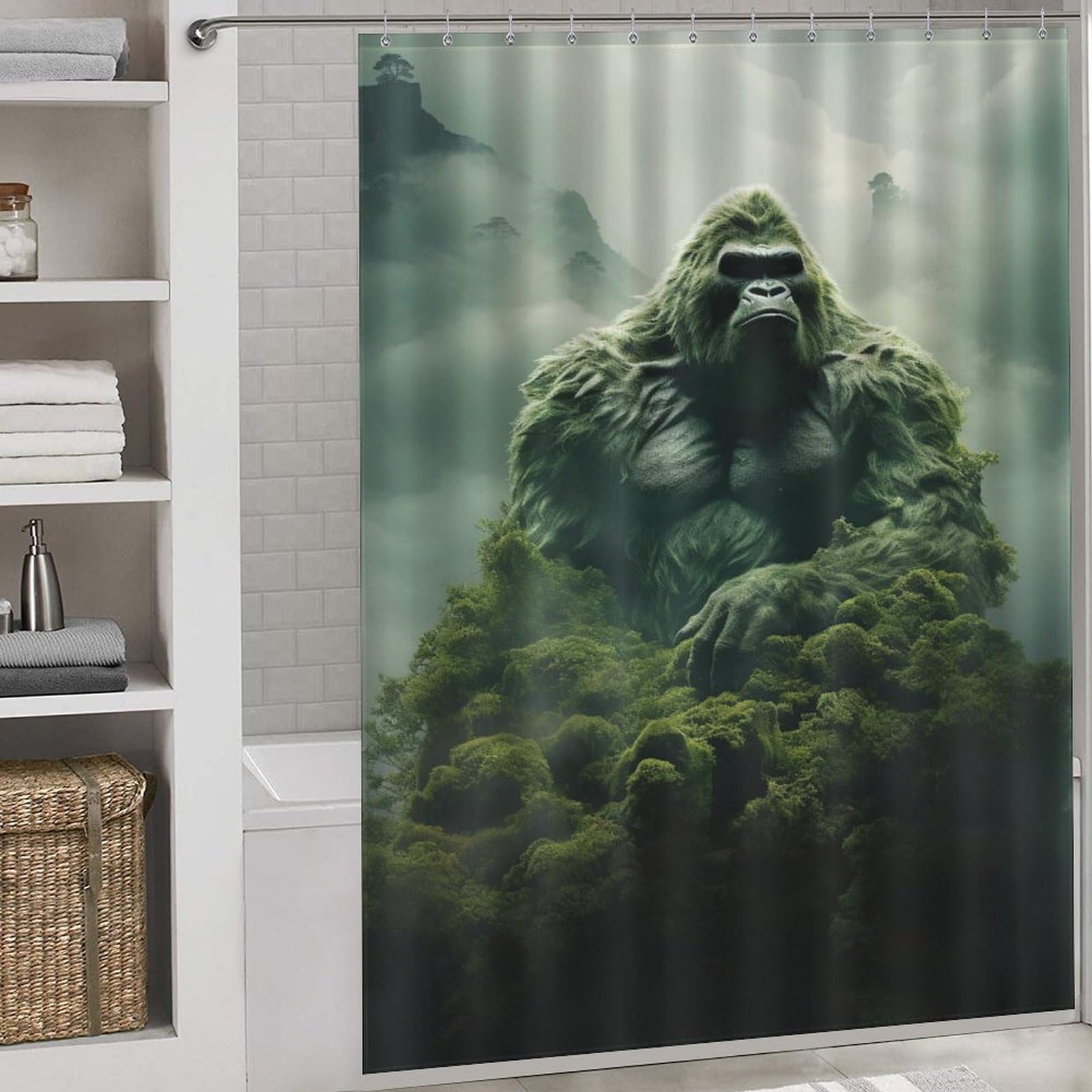 Rideau de douche résistant et anti-moississure Gorilla avec 12 crochets inclus