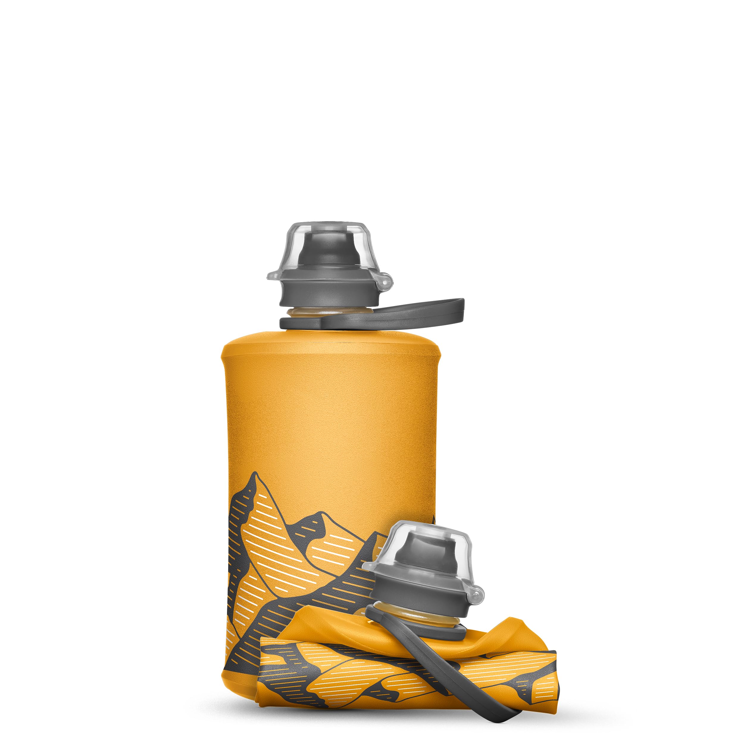 HydraPak Stow - Collapsible Backpacking Water Bottle (350ml) - BPA Free, Ultra Light, Spill-Proof Twist Cap - Golden Yellow
