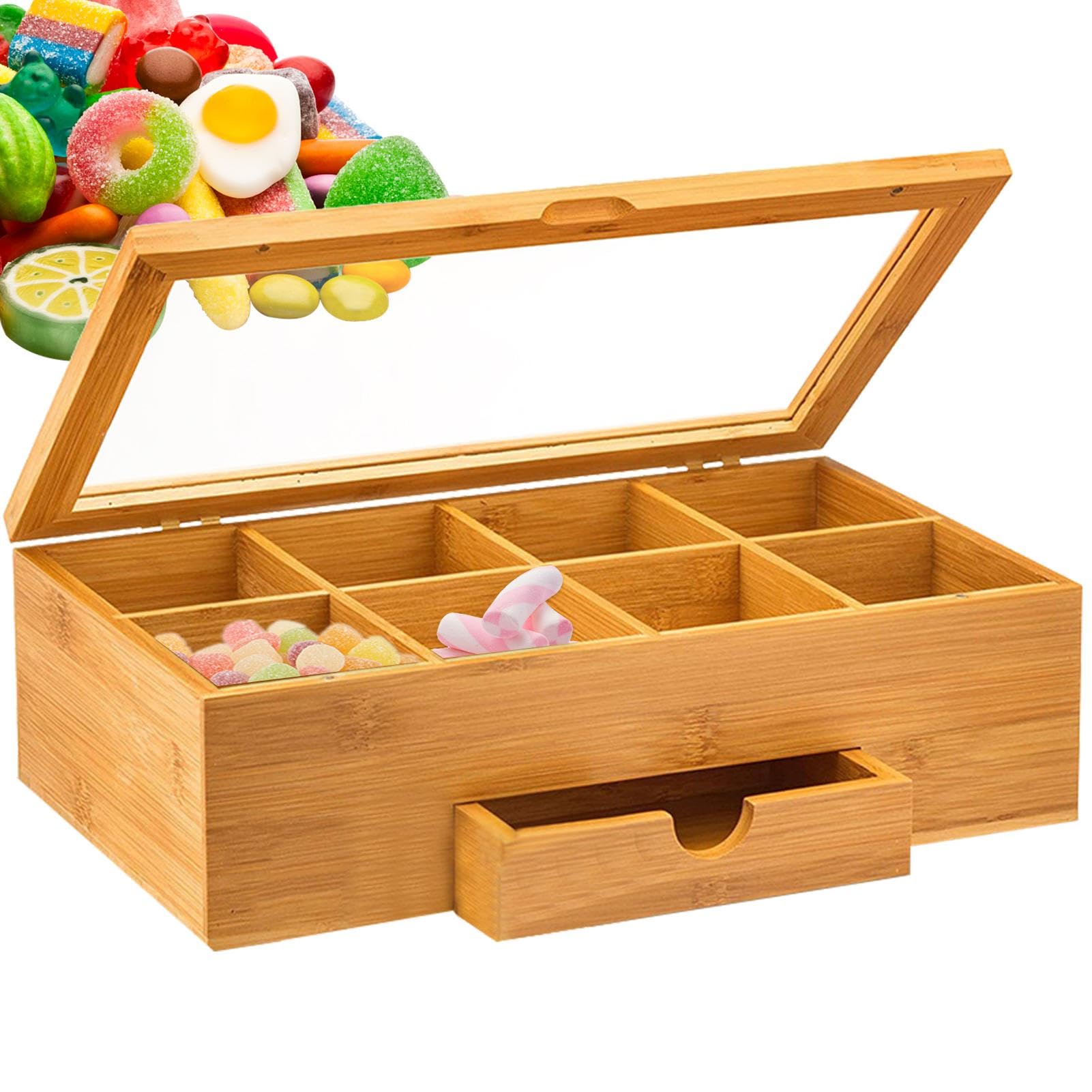 Teebeutel Organizer - aus Holz mit Fächern, Teebeutelorganisator mit