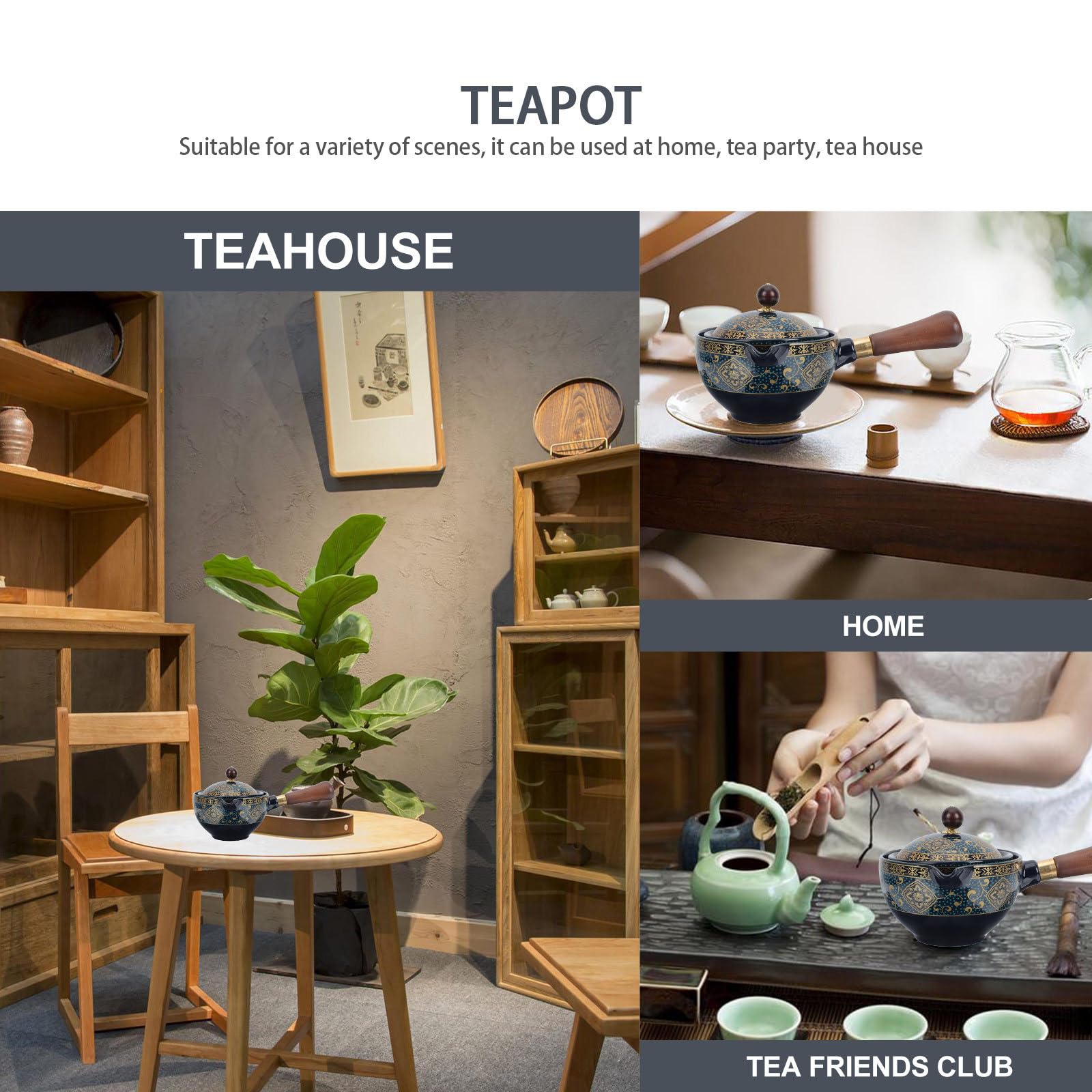 Uonlytech Tetera de Porcelana Resistente al Calor Filtro Integrado y Vertido Conveniente para Infusión de Té Hogar y Restaurante