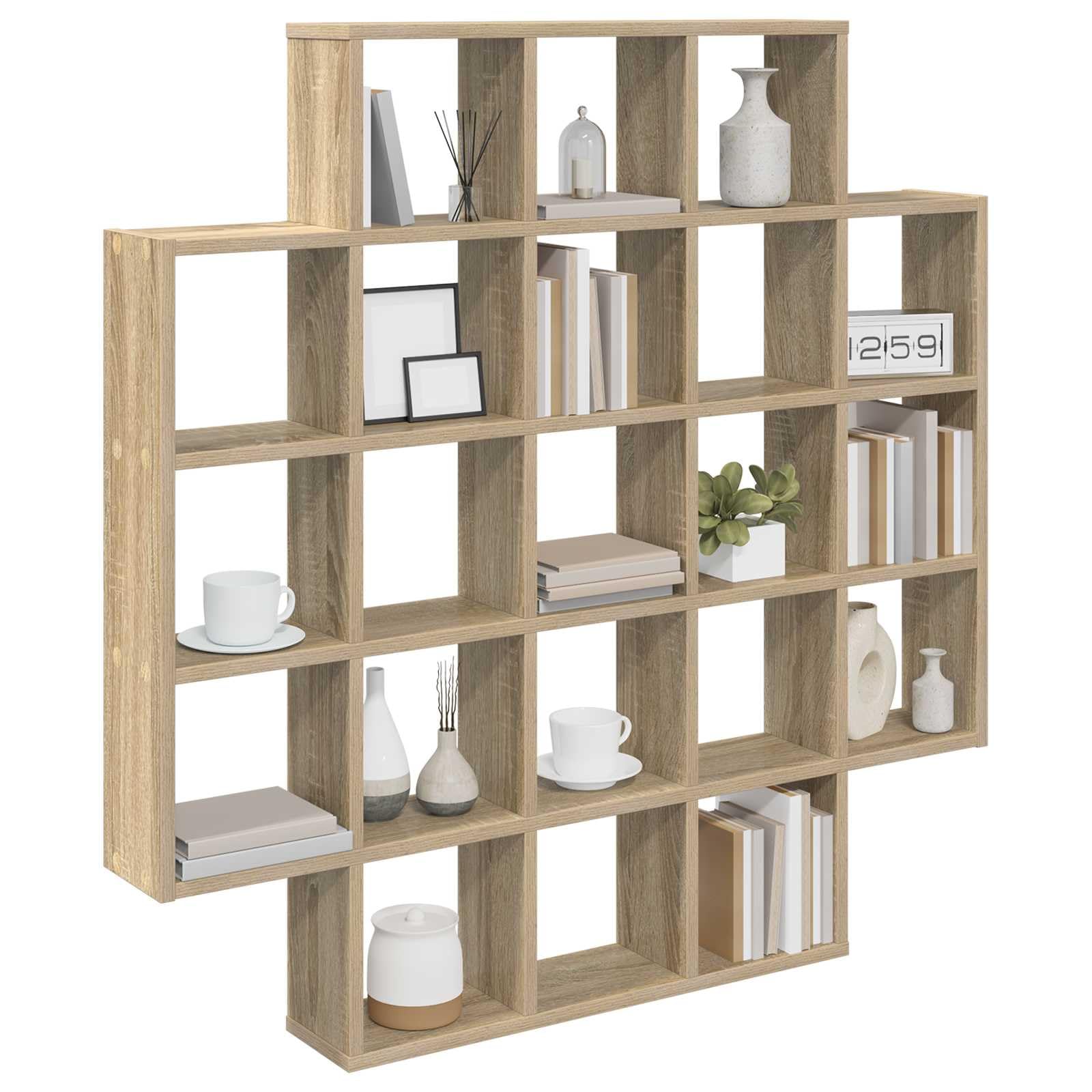 Scaffale da parete in rovere Sonoma, 100 x 13 x 100 cm, con 21 scomparti, per soggiorno, decorazione e libri