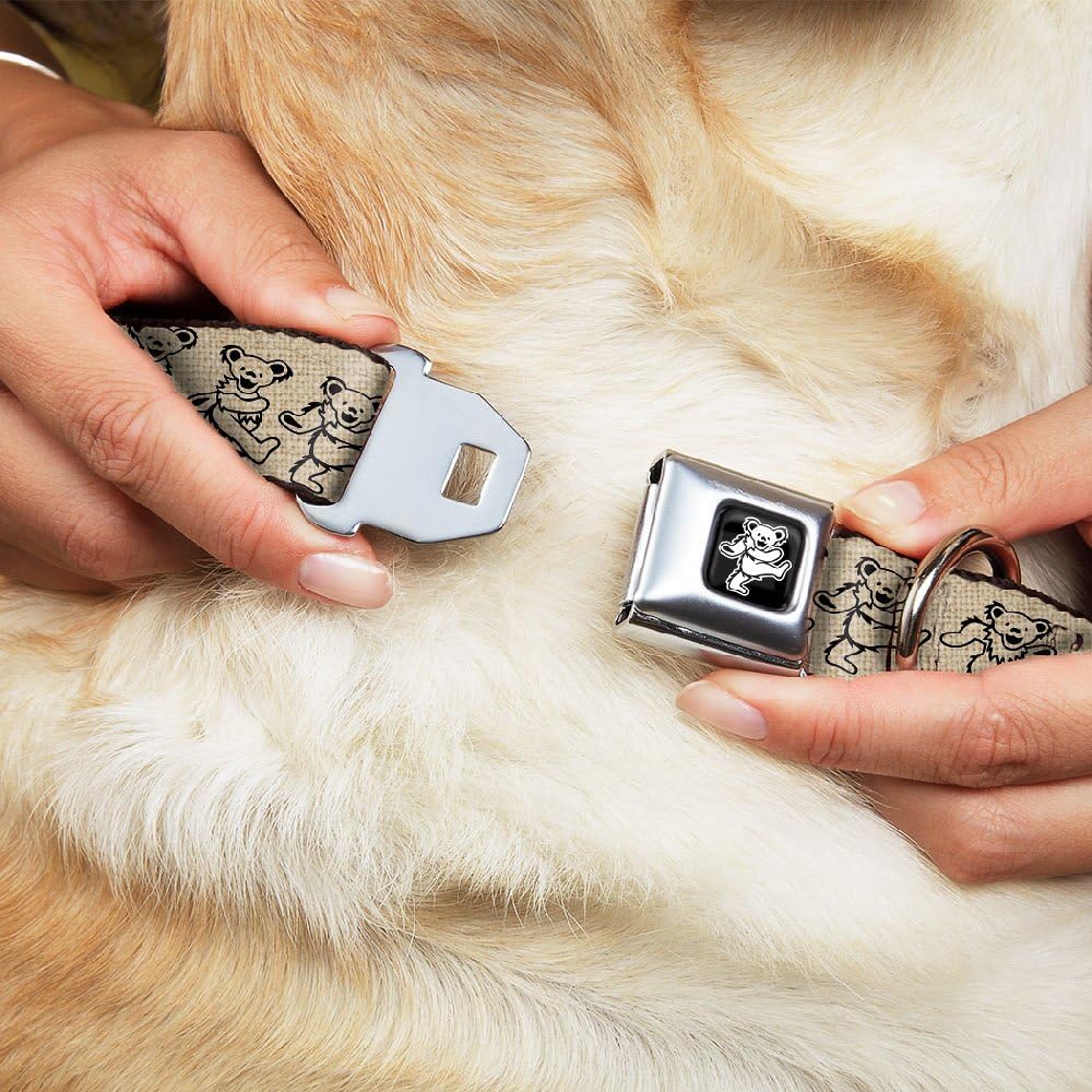Buckle-Down Seatbelt Buckle Dog Collar - Dancing Bears Hemp/Black - 1.5" Wide - Fits 13-18" Neck - Small