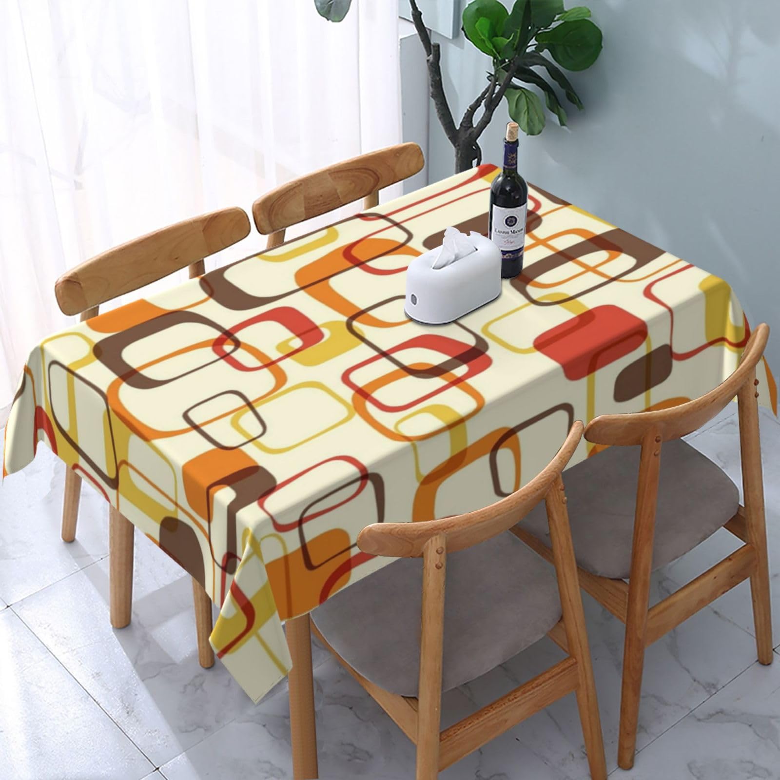 HLBSDM Vintage Mid Century Modern Lime Pattern Rectangle Tablecloth, Suitable for Wedding, Party and Restaurant Festival Gathering Event Polyester Fabric Decorative Tablecloth(54x72in)