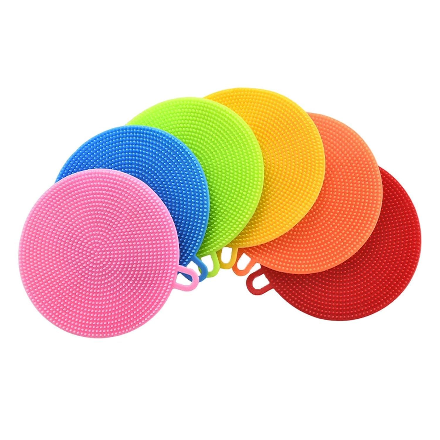 Apritec Silicone Dish Scrubber Sponge Mildew Free, Non Stick, Heat Resistant Kitchen Cleaning Supplies Sponges Multicolor 3