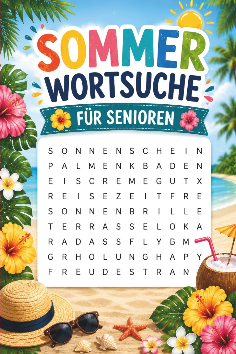 Sommer Wortsuche für Senioren: Großdruck Wortsuchrätsel Buch zur Entspannung & Beschäftigung für Erwachsene und Rentner - Mit Lösungen