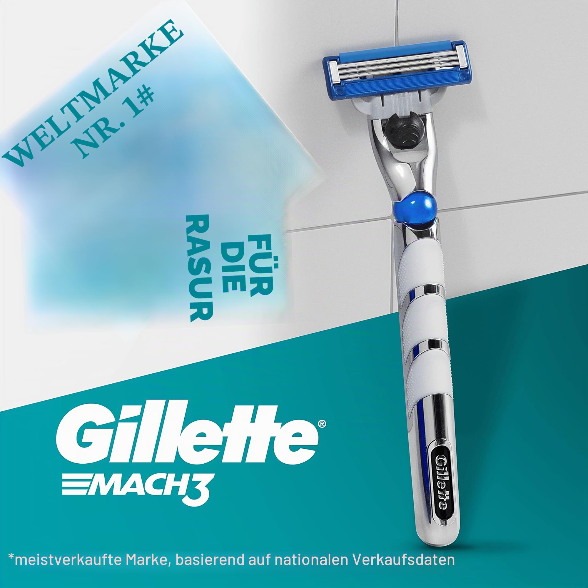 Gillette Mach3 Turbo Ersatz-Rasierklingen für Herren, 3 Klingen, 16 Ersatzklingen