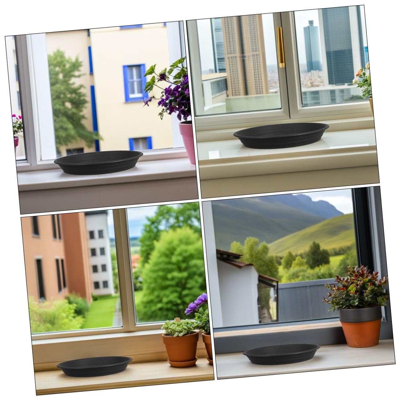 SHOWERORO 5 Platos para Macetas de Plástico PP Bandejas de Drenaje Resistentes de 26 CM de Diámetro Interior y 32 CM Exterior Protectores para Plantas de Interior y Exterior Bandejas