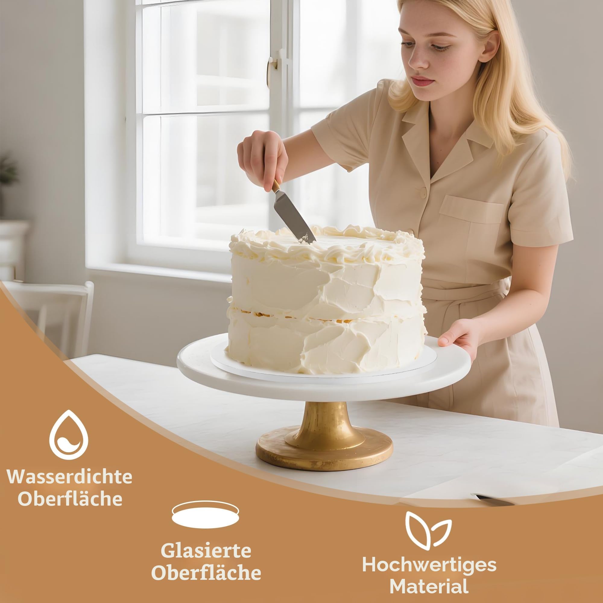 5 Stück Cake Board 30cm Rund,Tortenplatte Pappe 30 cm x 12 mm,Wiederverwendbare Cake Drum,Geeignet für 8-11 Inch Kuchen und Desserts usw (12 Zoll)