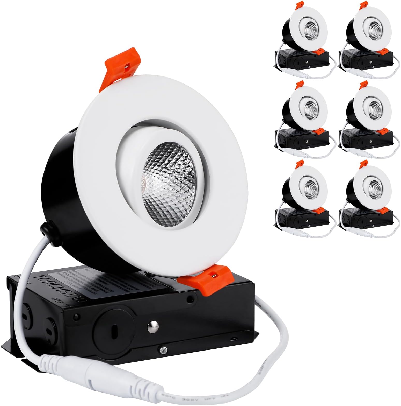 Commercial Electric 3 in. White LED IC Rated Swivel Round Trim Recessed ...