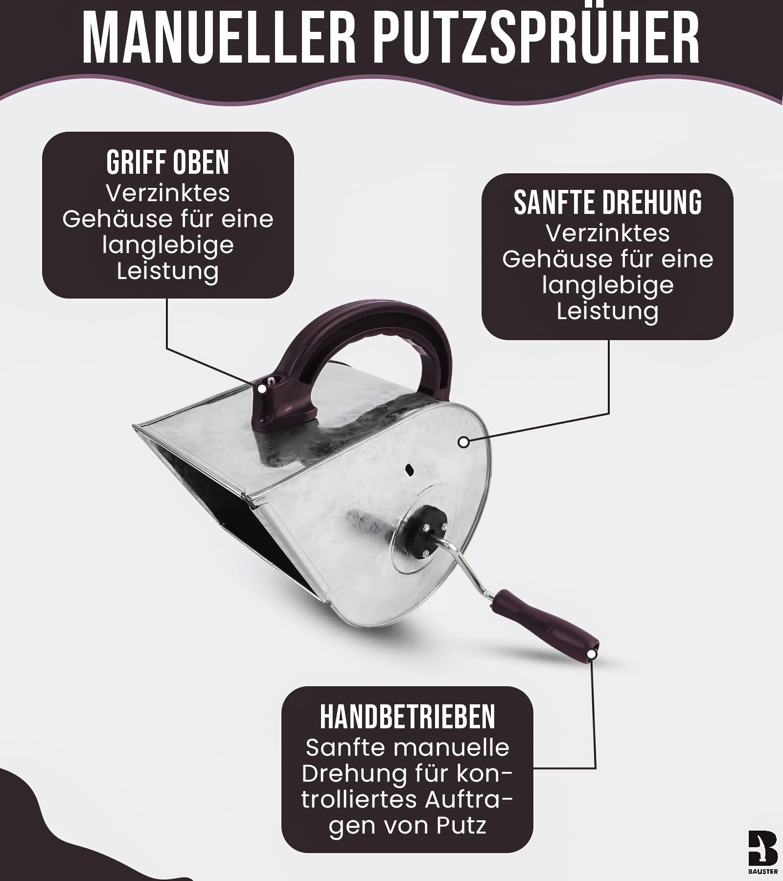 Handbetriebene Putzmaschine für Reibeputz | Strukturputz Spritzgerät | Manuelle Verputzmaschine für Wand & Fassade