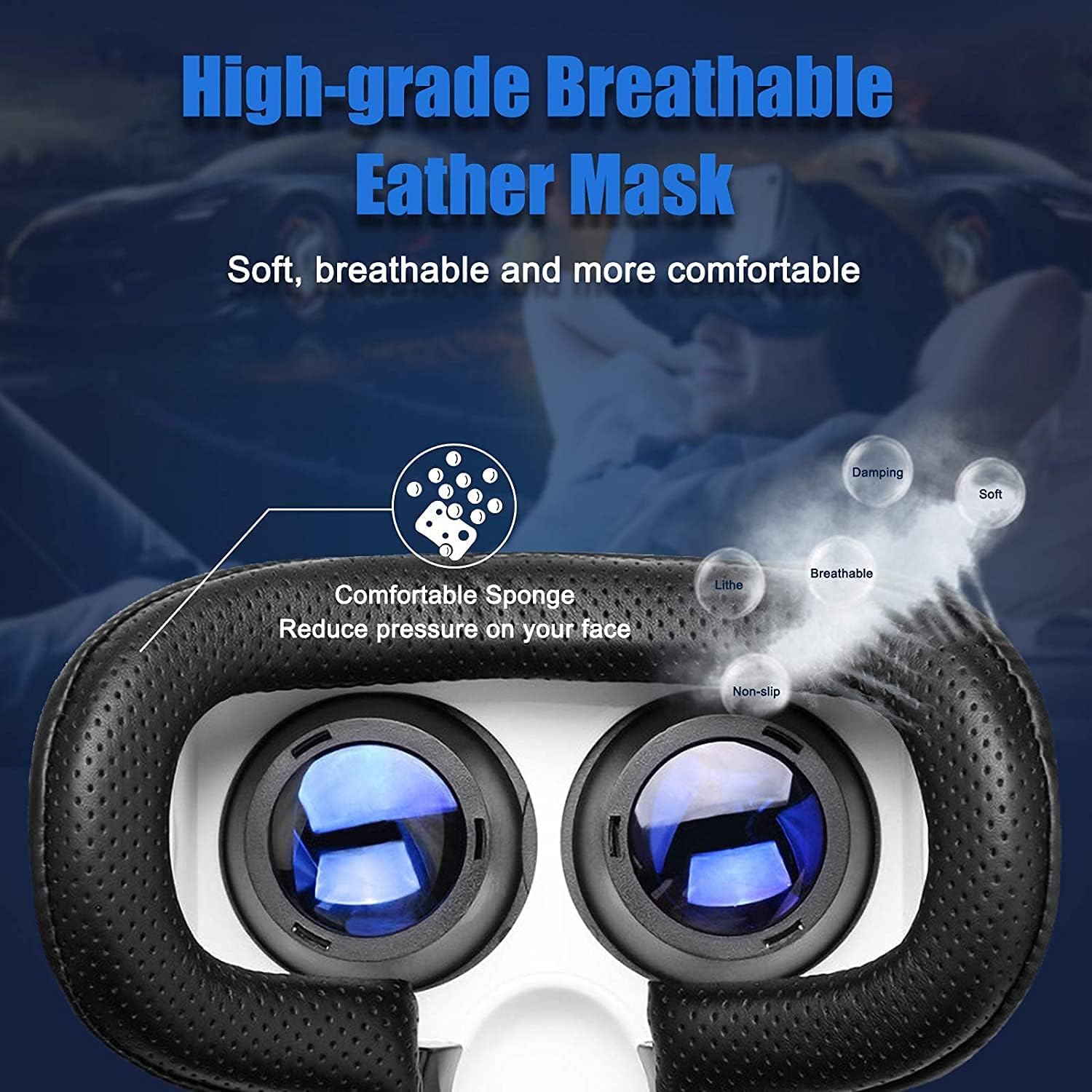 Casque VR 3D Réalité Virtuelle 2K HD Anti-Lumière Bleue Compatible Android iOS Téléphone Blanche