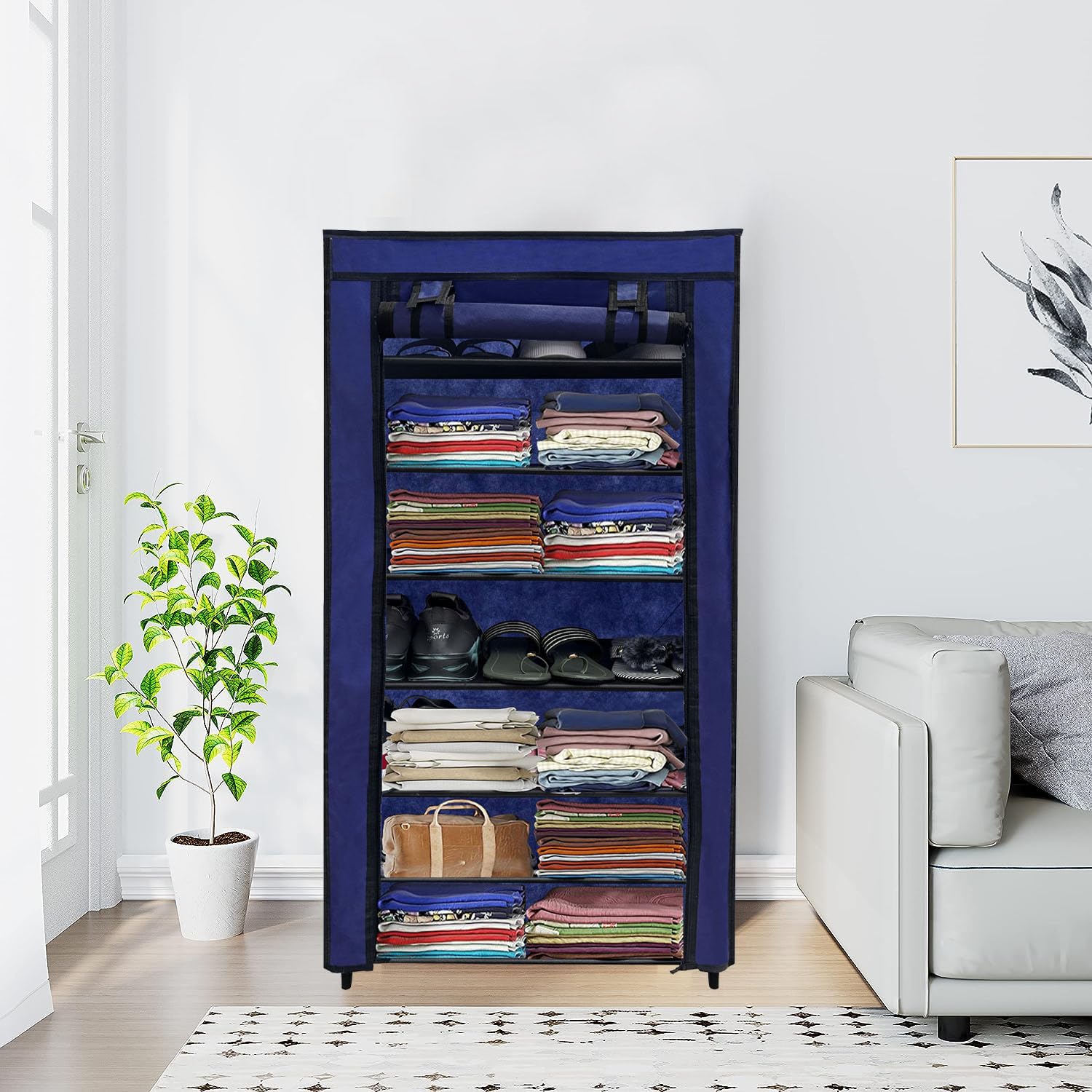 RAXON WORLD 7 Layer Blue Space-Saver Collapsible Wardrobe: Maximize Your Space with Style-image-42